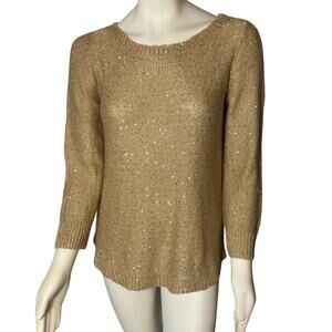 Anne Klein Gold with Sequins Women's Sweater Size Medium New with Tags